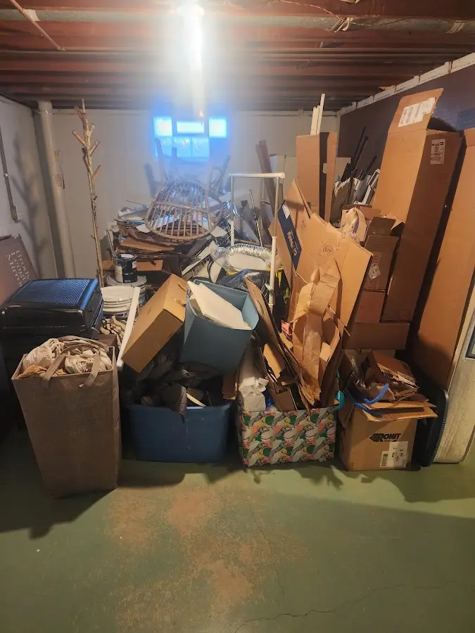 Roll-off dumpster container at job site for 2 Yard Dumpster Rental in Streator